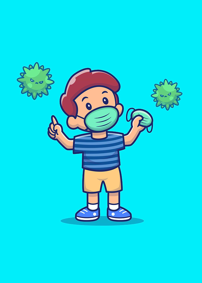 Cute Boy Hold Mask