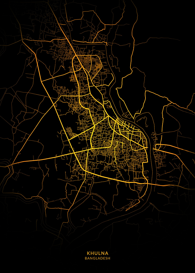 Khulna City Map Gold