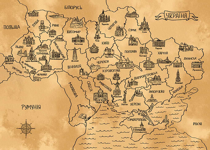 Brown Ukraina Map
