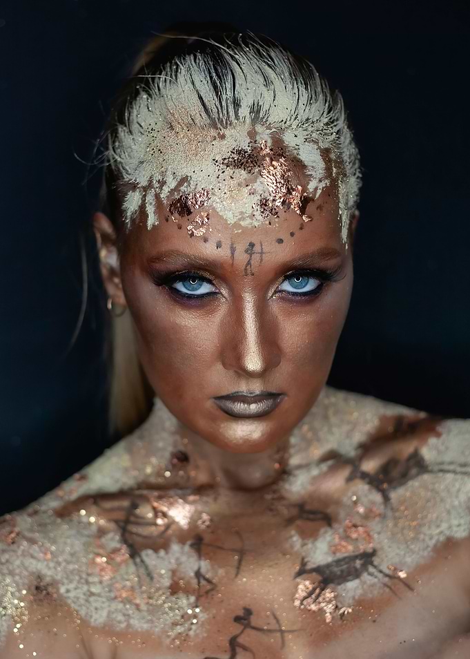 Cave painting makeup girl