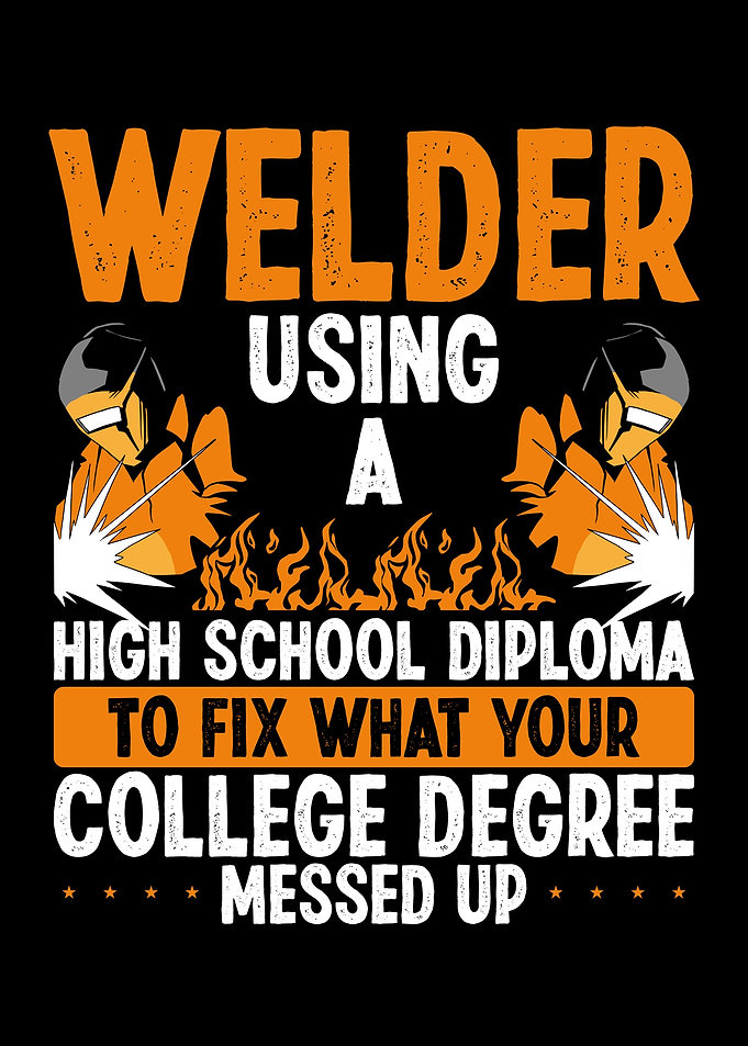 Welder using a diploma