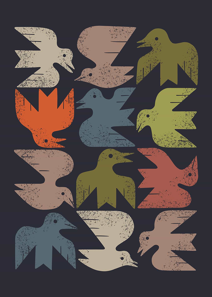 Midcentury Bird Grid