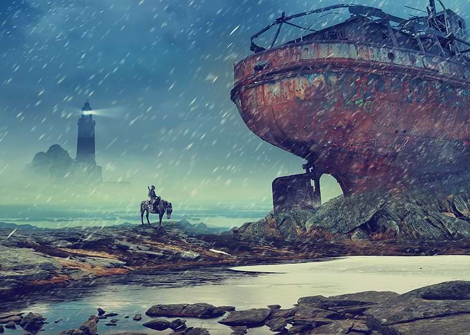 Horsman and ship wreck