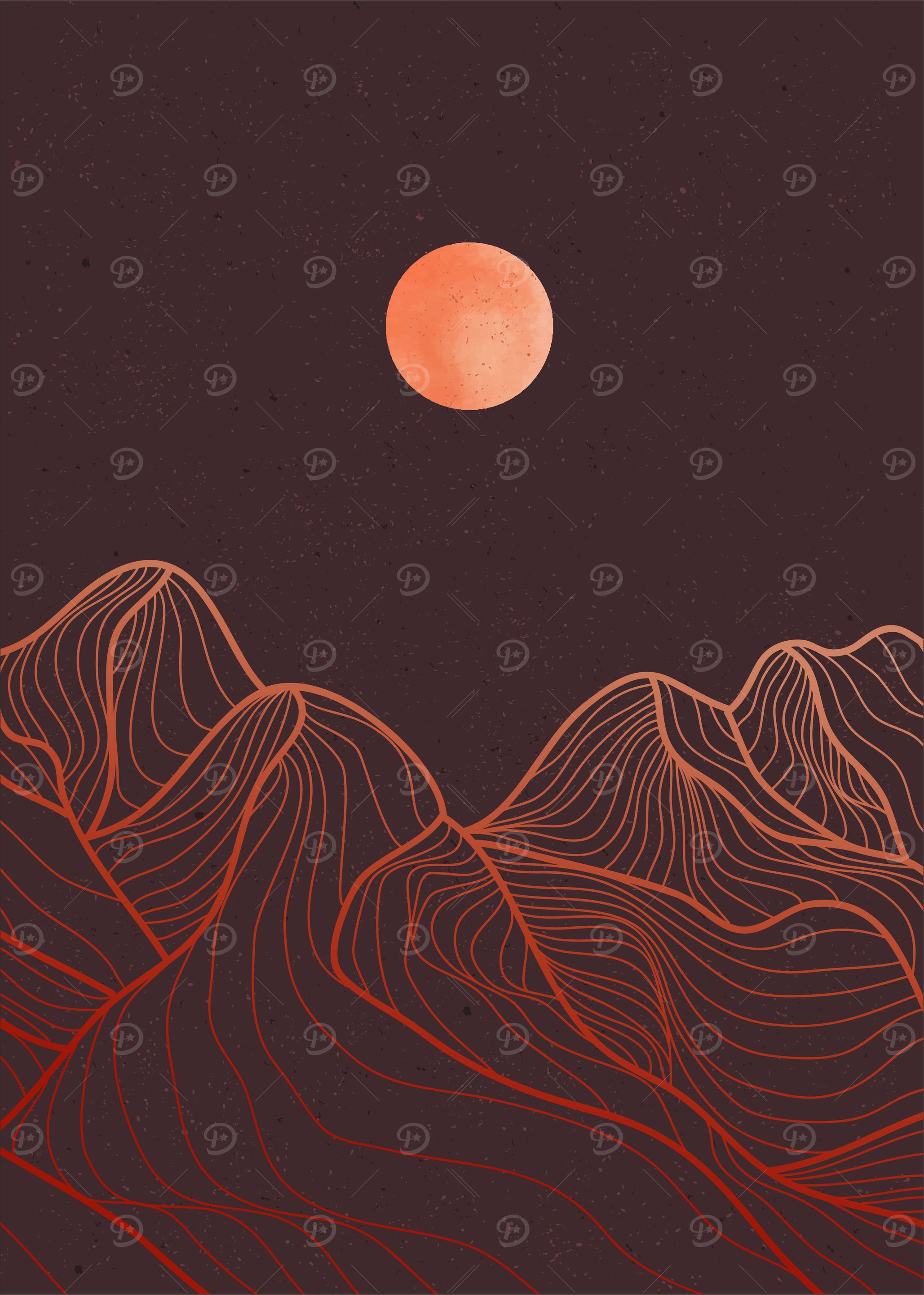 Mountain and moon