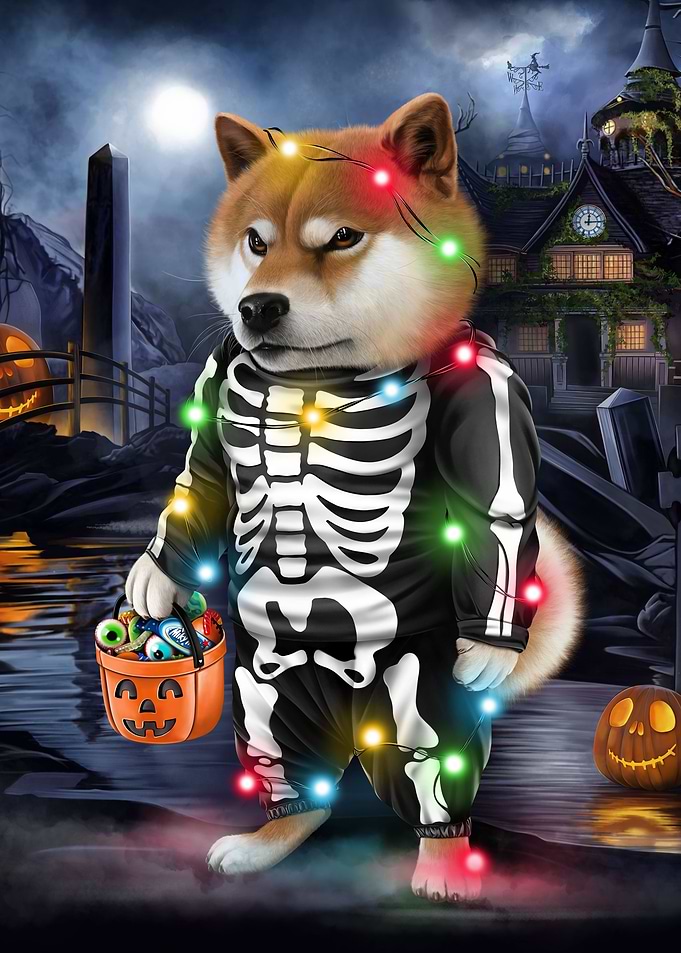 Shiba Dog in Skull Costume