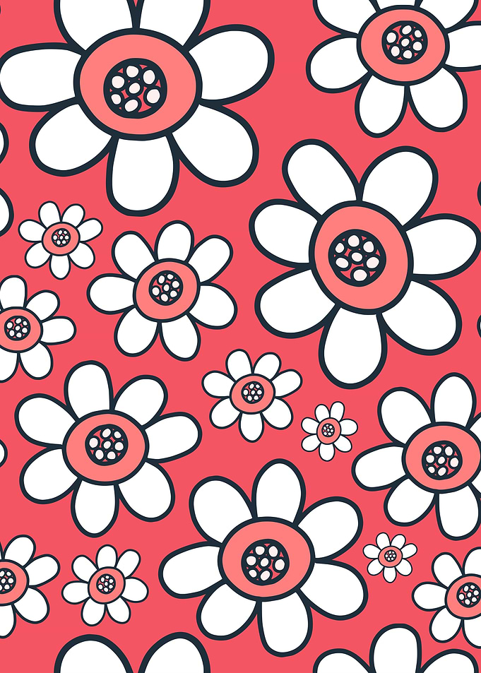 Red Daisy Garden Doodle