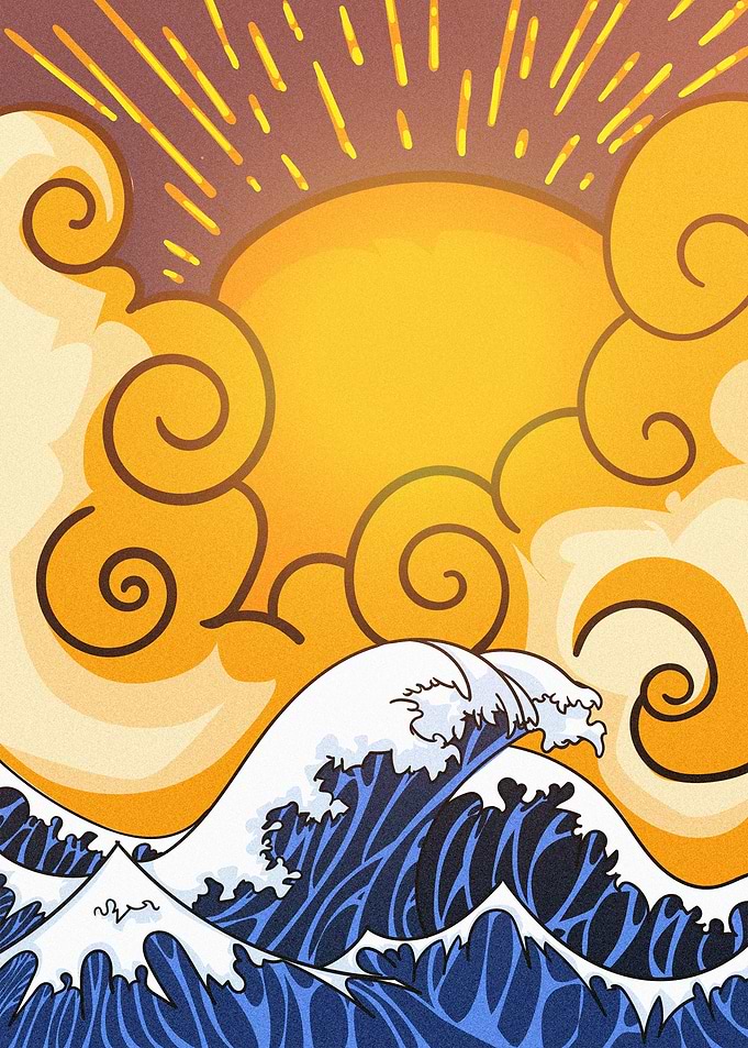 sunset and wave