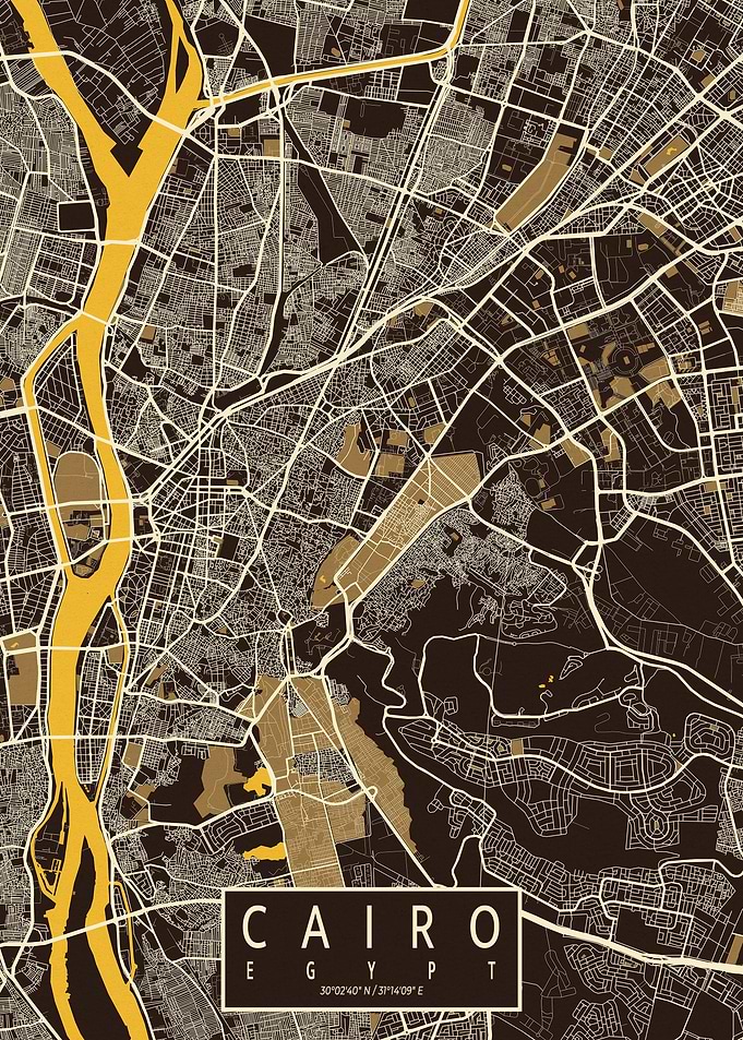 Cairo City Map Pastel