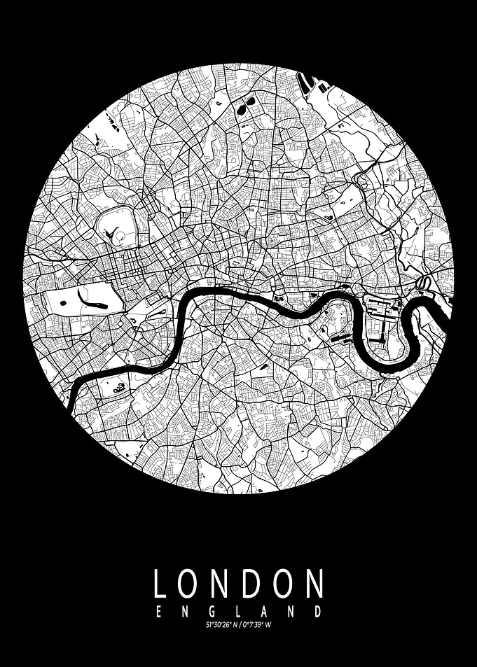 London City Map Full Moon
