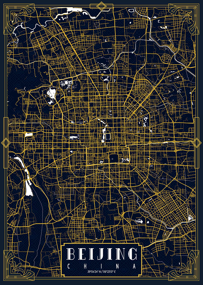 Beijing City Map Gold