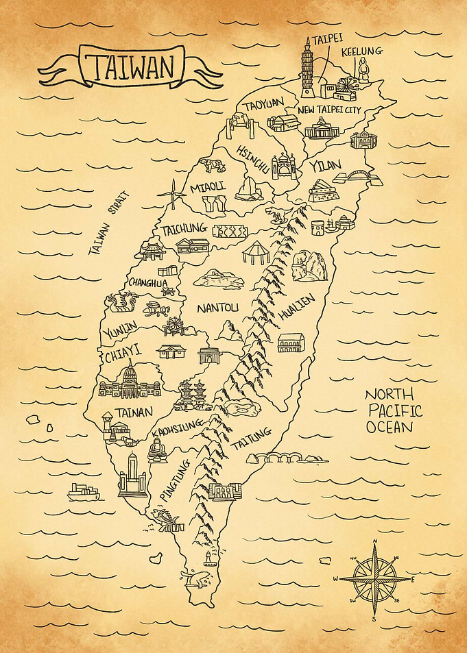 Vintage Map of Taiwan