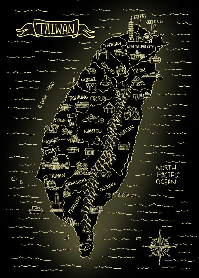 Glowing Map of Taiwan
