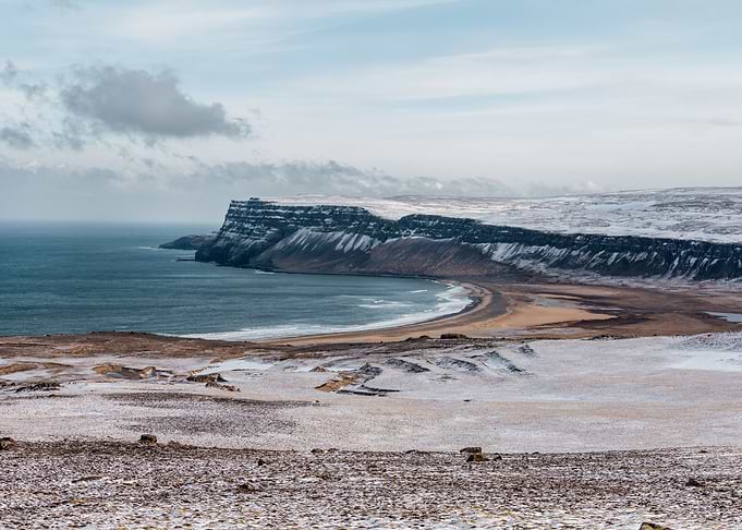 Snow bay Iceland