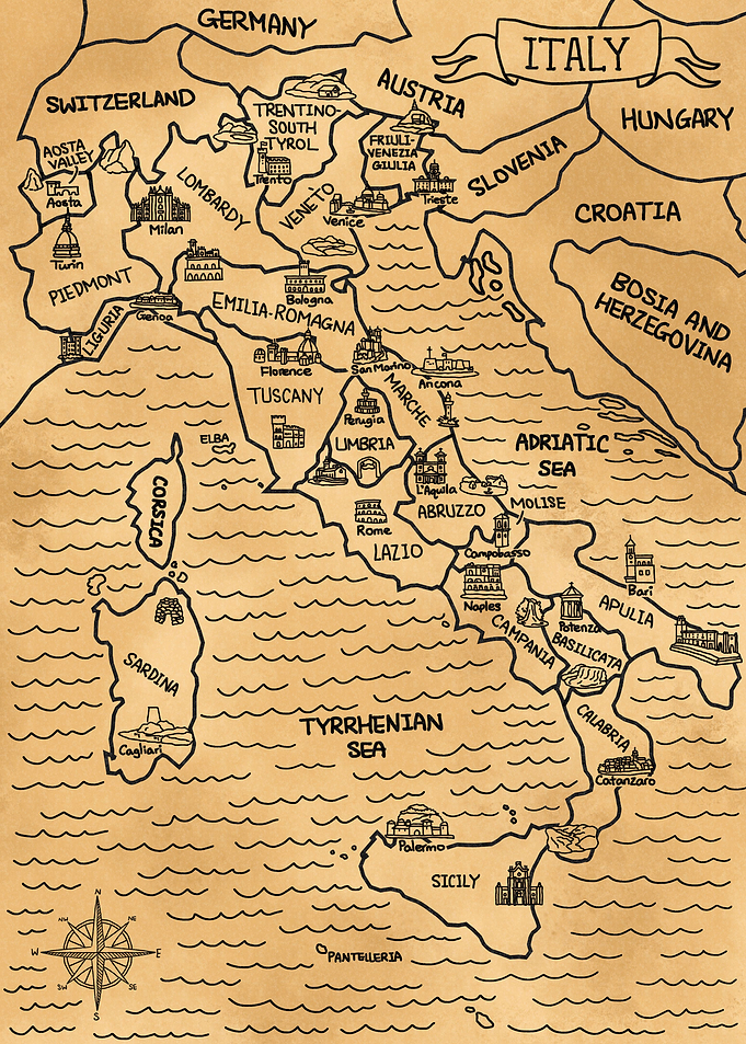 Vintage Italy Map