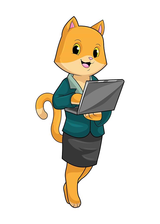 Cat Secretary Laptop