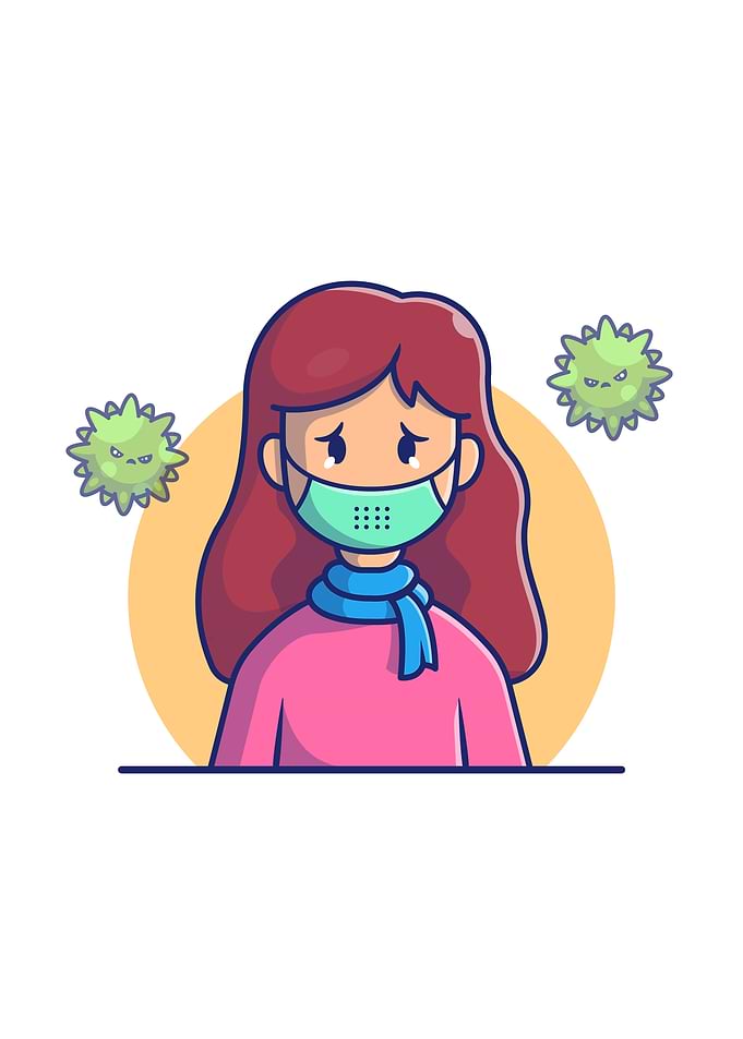 Cute Girl Sad Sick Fever