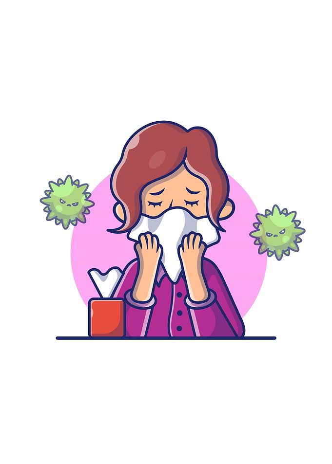 Girl with Fever And Flu