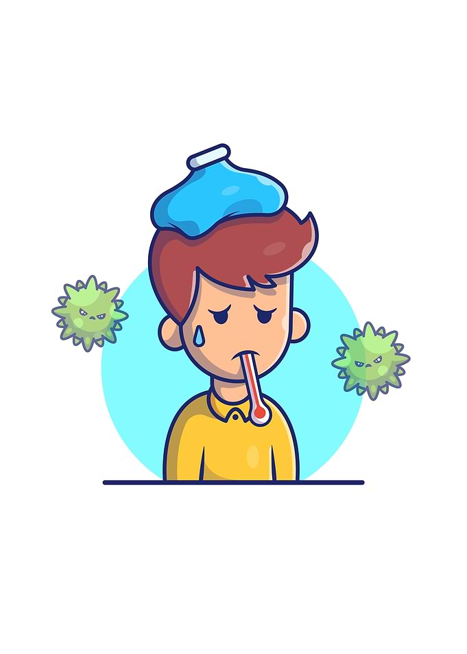 Boy with Fever And Flu
