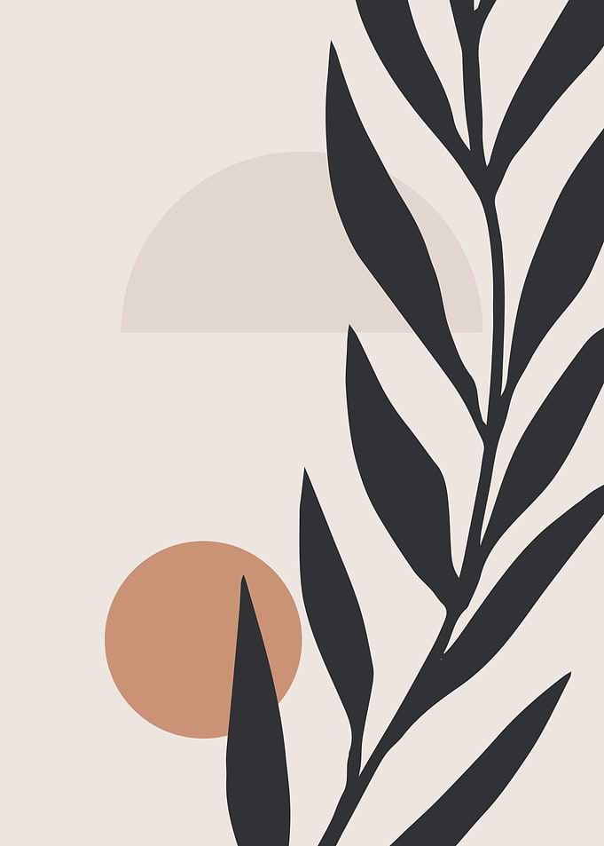Mid century Leaf sun art