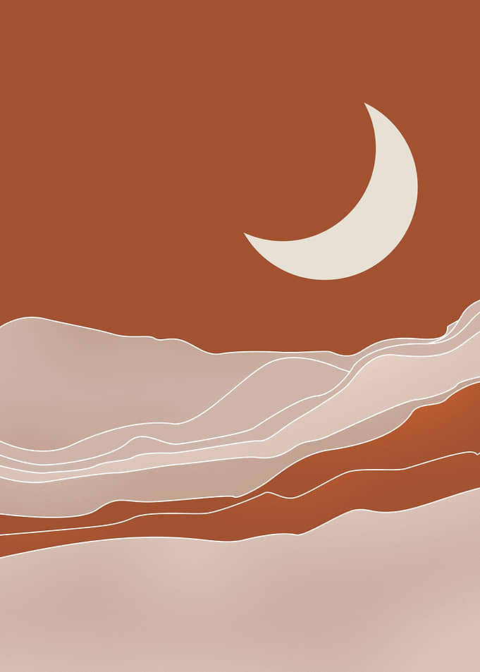 Mid Century Landscape Moon