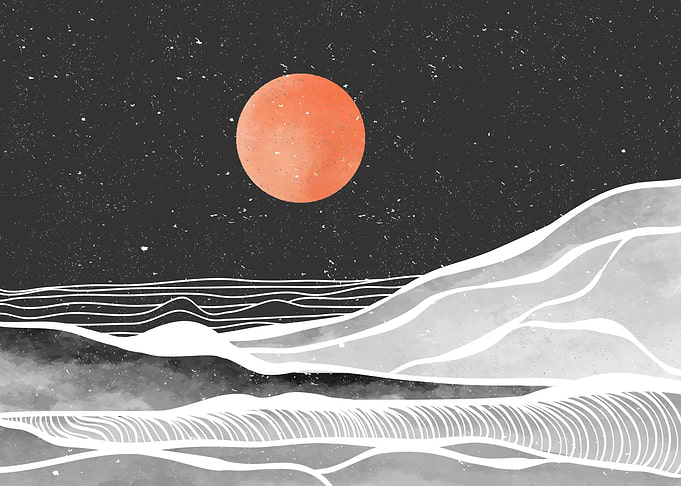 Mountain and the moonlight