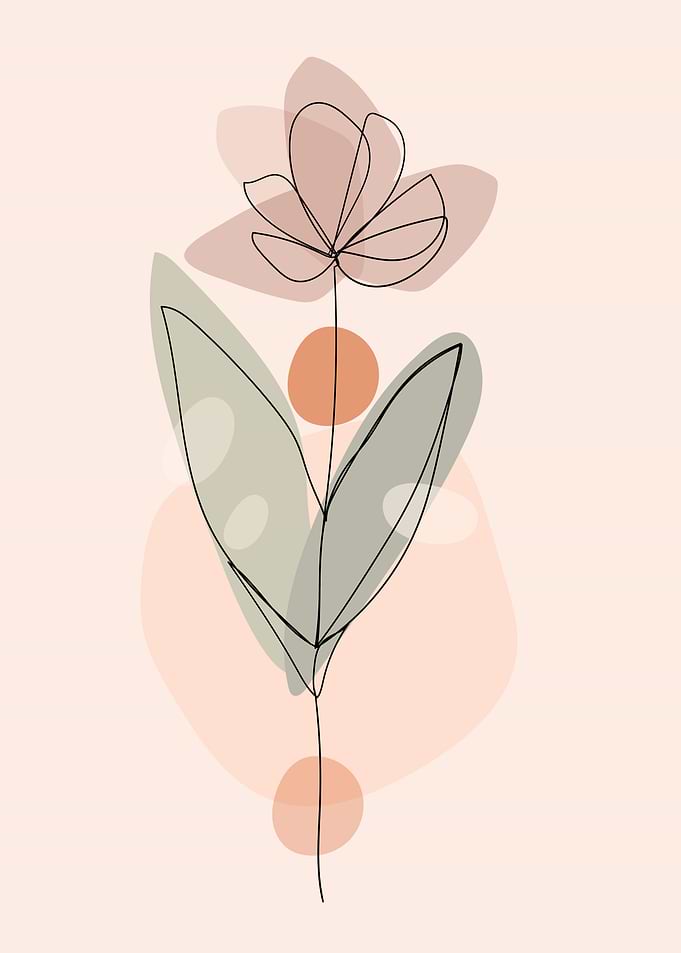 One line Tropical flower