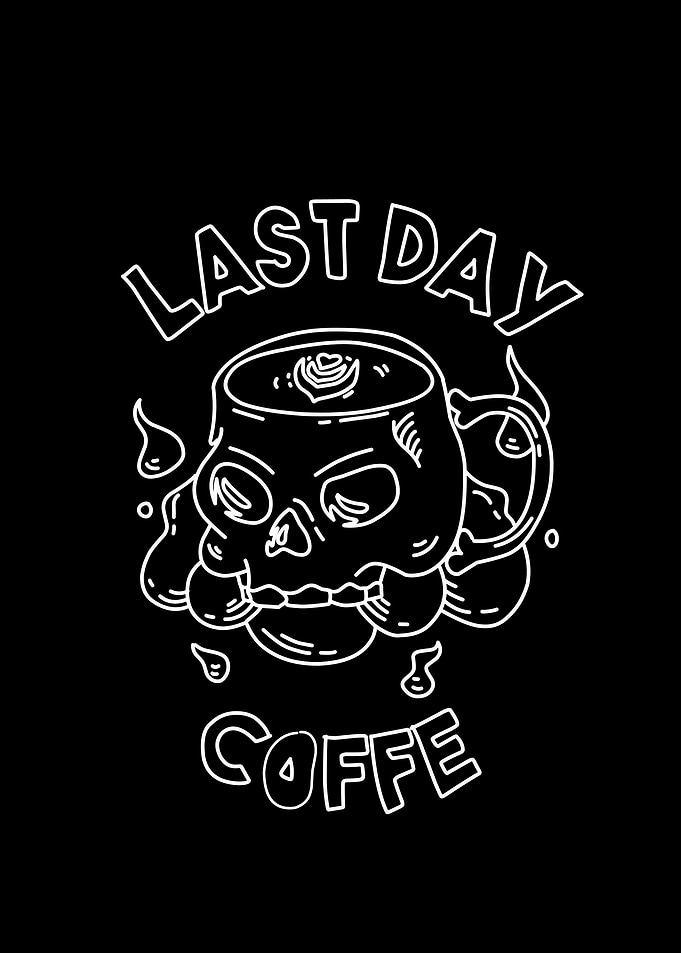 skull coffe retro