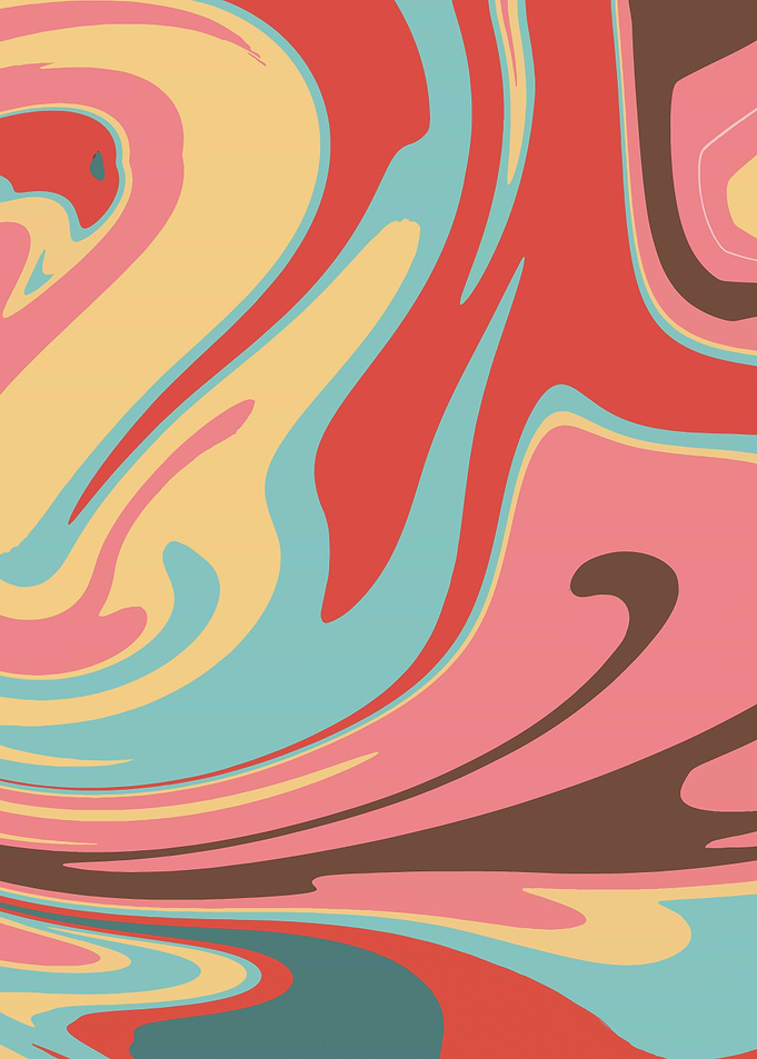 Retro 70s abstract marble