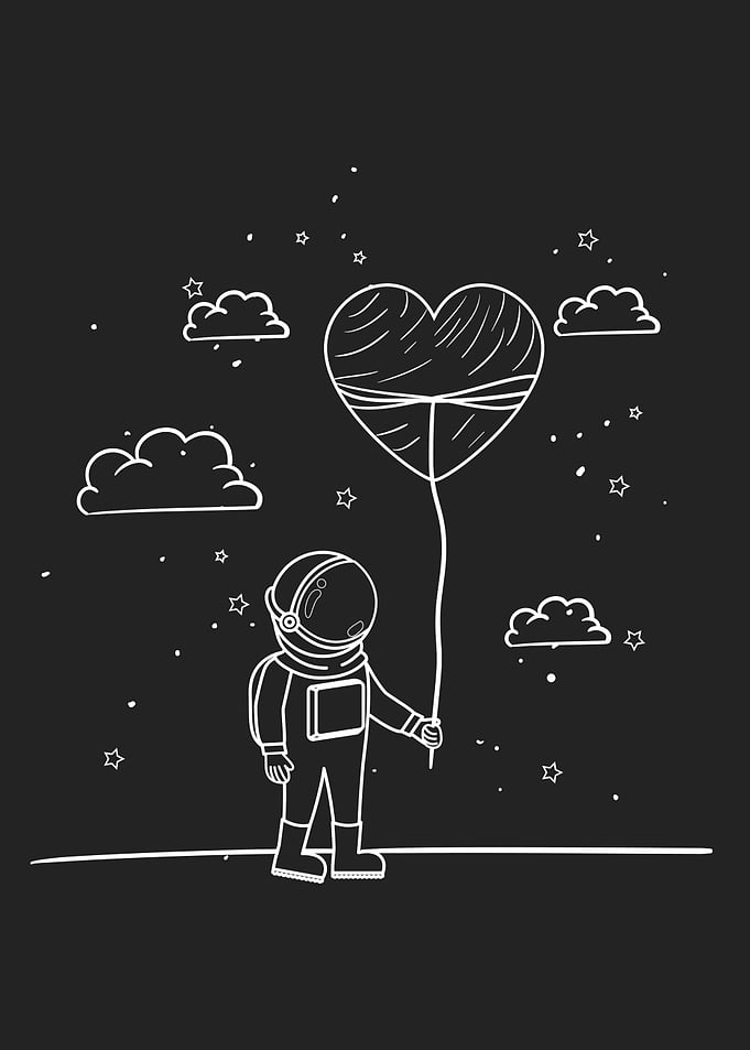 Astronaut draw with heart
