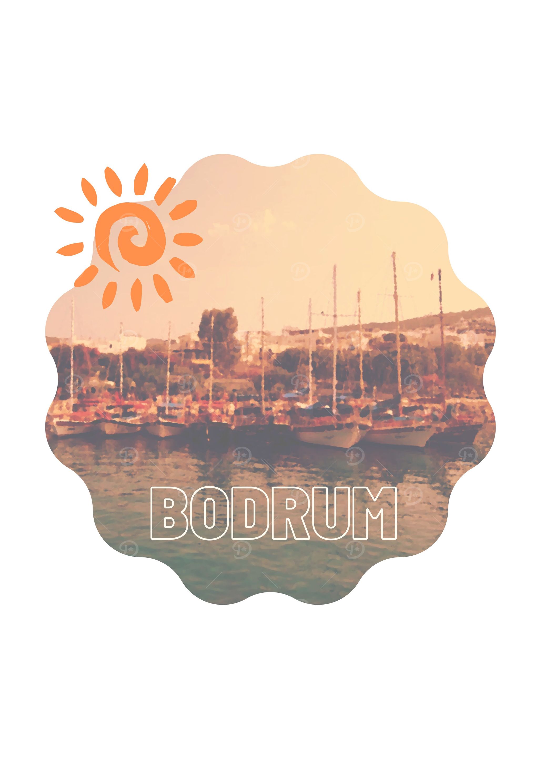 Vibrant retro coral sunset