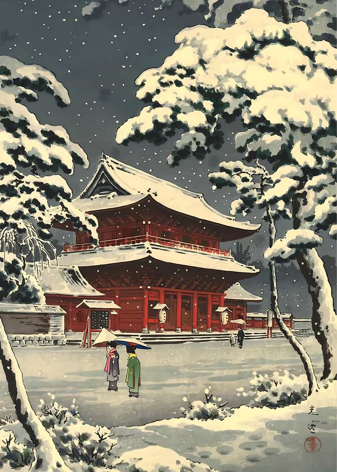Ukiyo e Zojo ji Temple