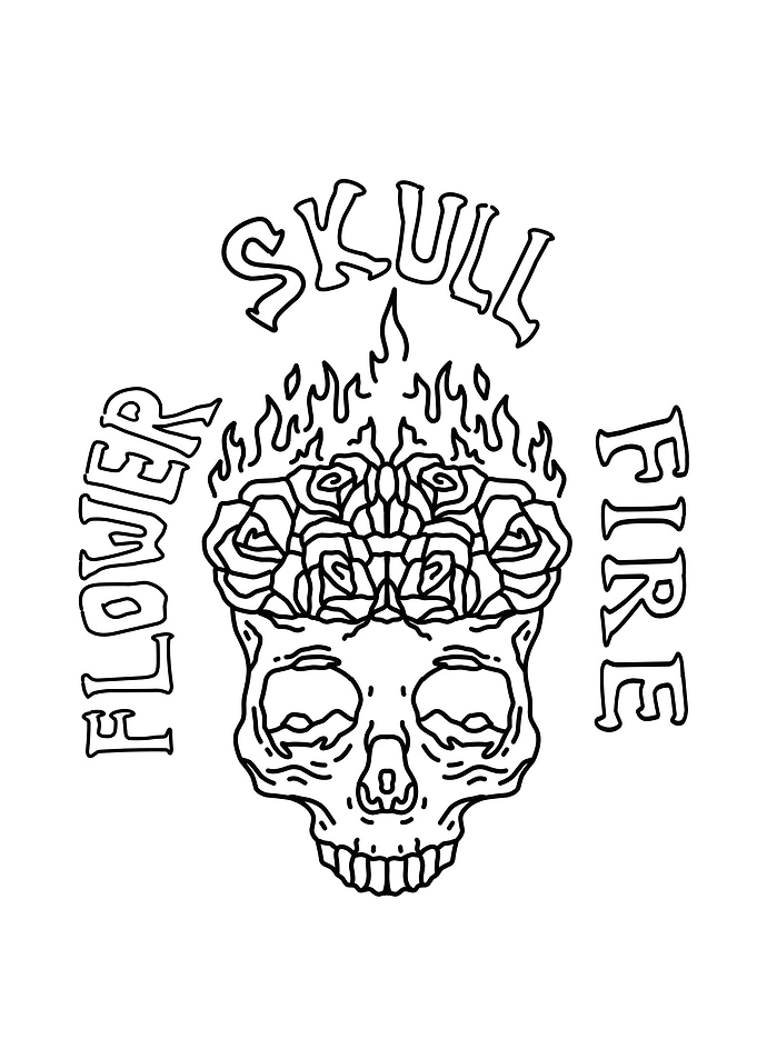 fire flower skull
