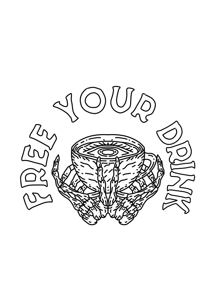 hand skull drink