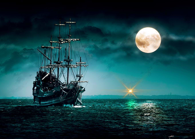 The ship on ocean