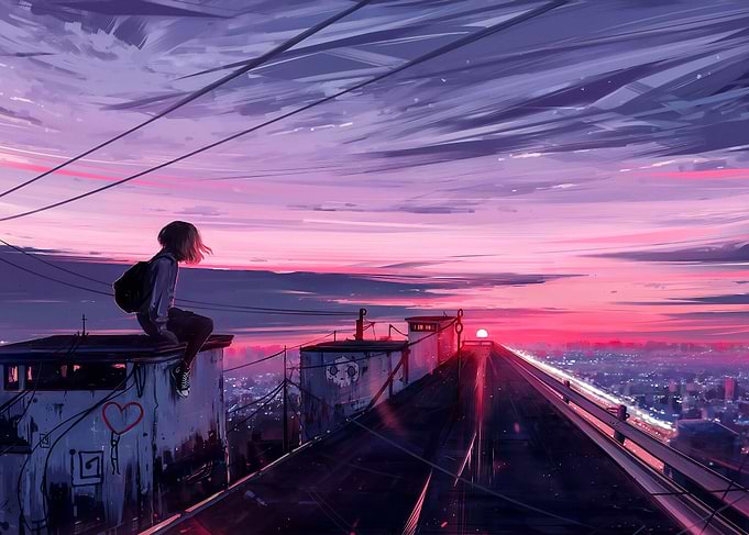 Anime scenery sunset