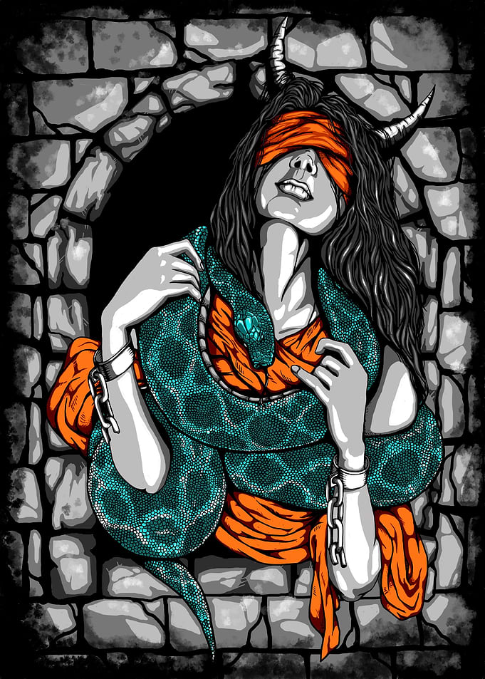 woman and snake