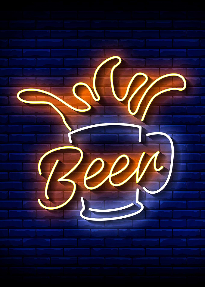 Neon Beer Glass Retro