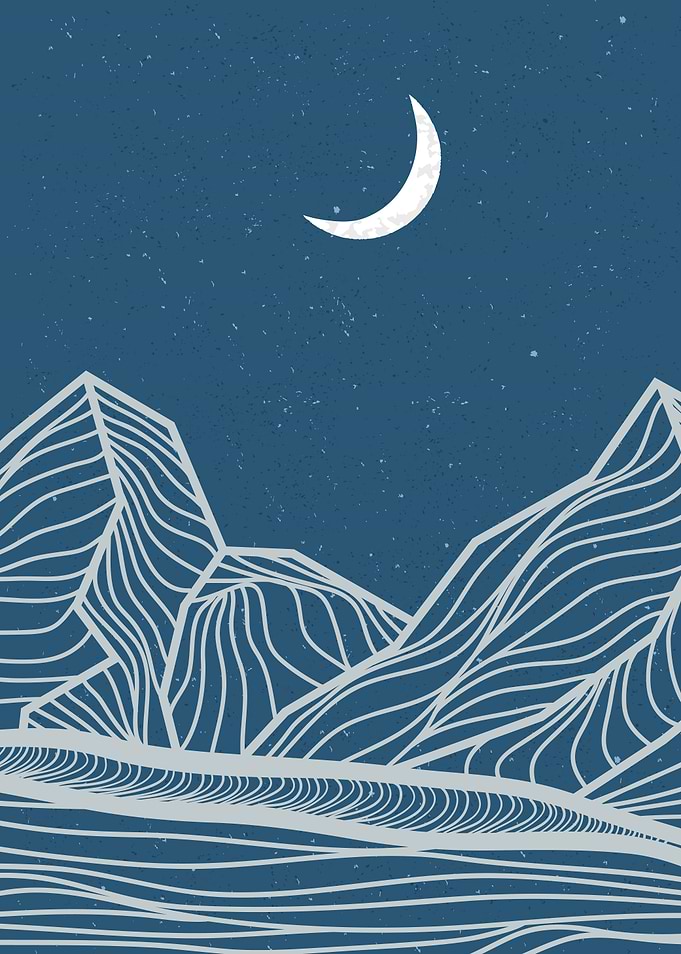 Mountain desert line art