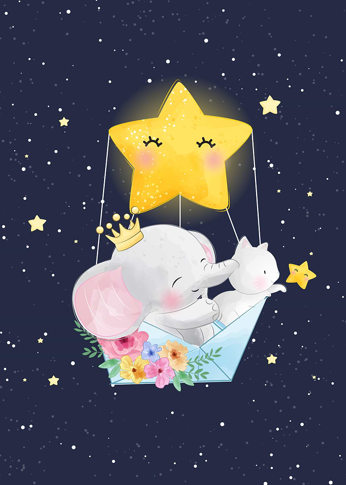 Cute Elephant And Kitty