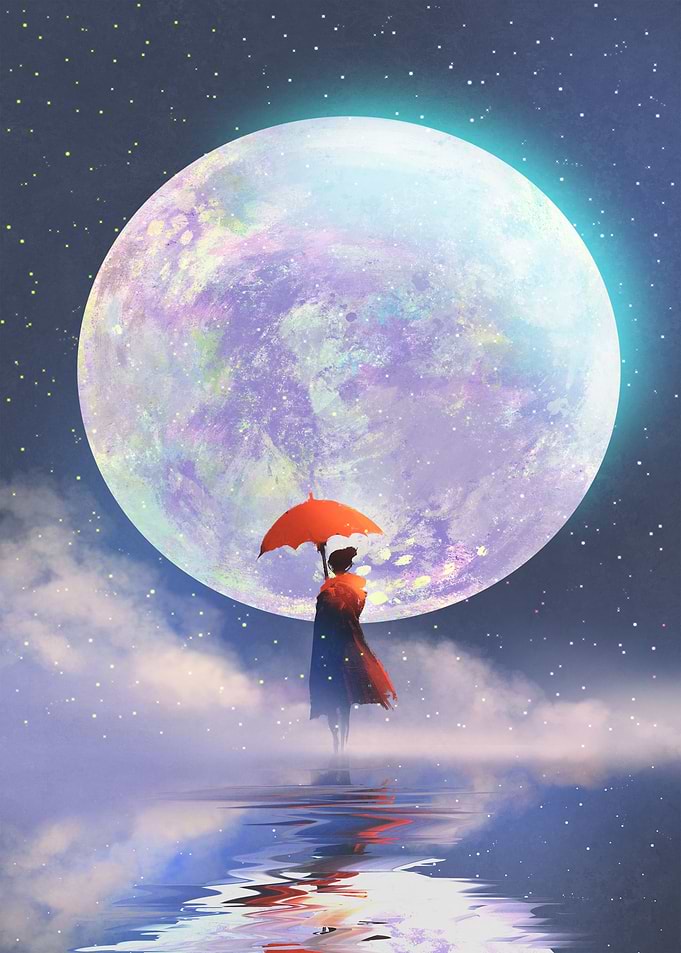 Woman with red umbrella