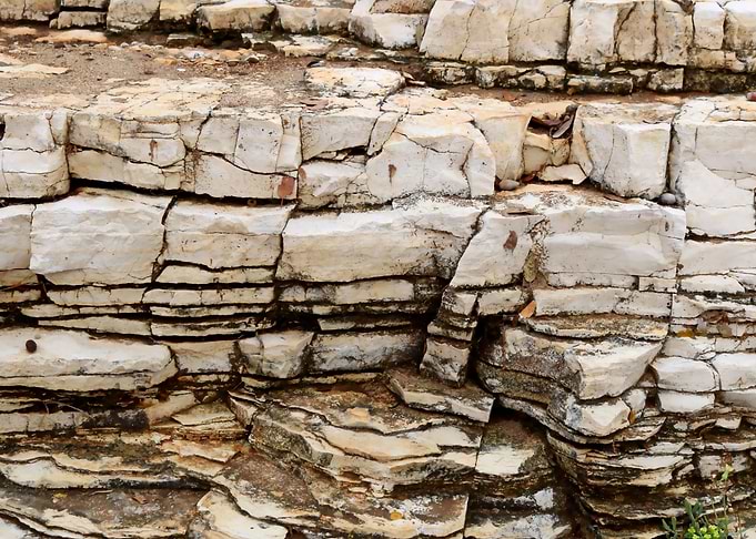 Rock coastline weathered