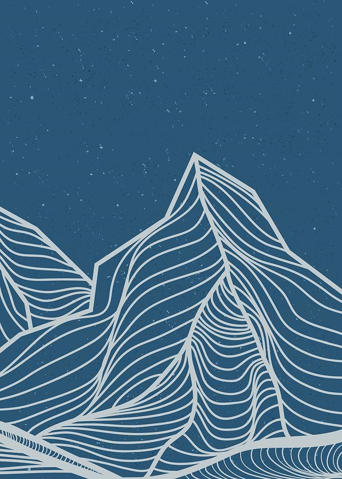 Mountain desert line art