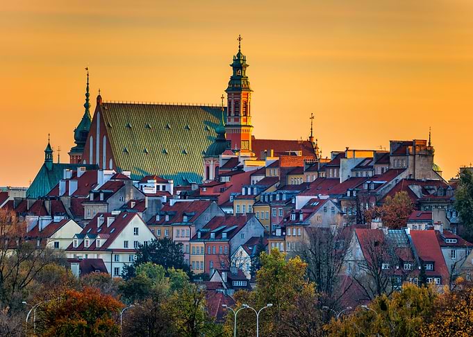 Sunset At Warsaw Old Town