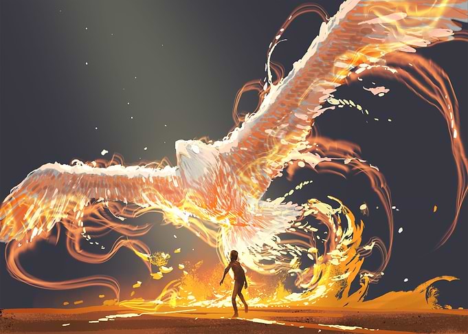 Phoenix bird flying