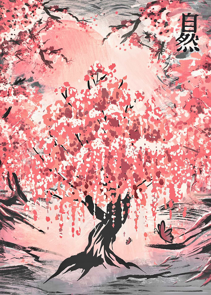 Sakura tree painting