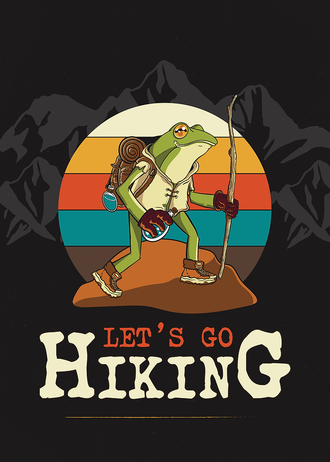 Hiking landscape frog