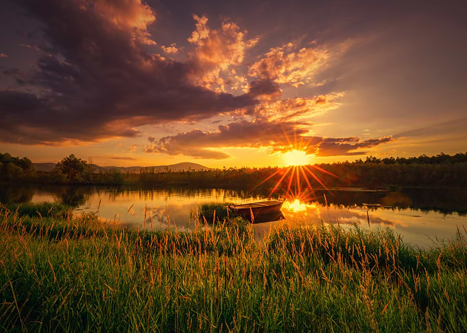 Summer sunset on the lake