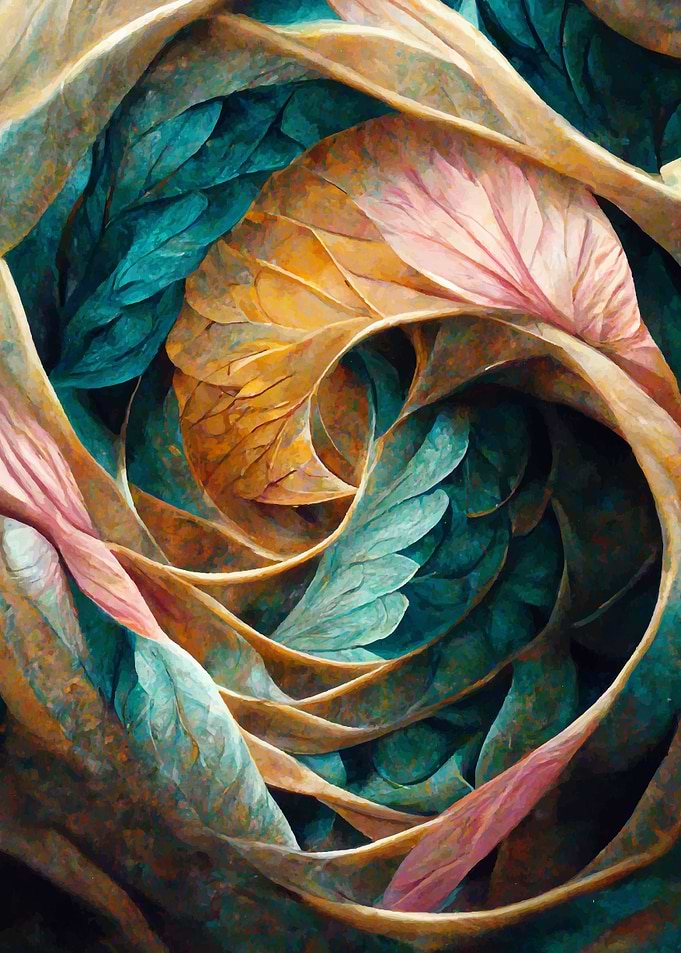 Swirly pastel leaves 1