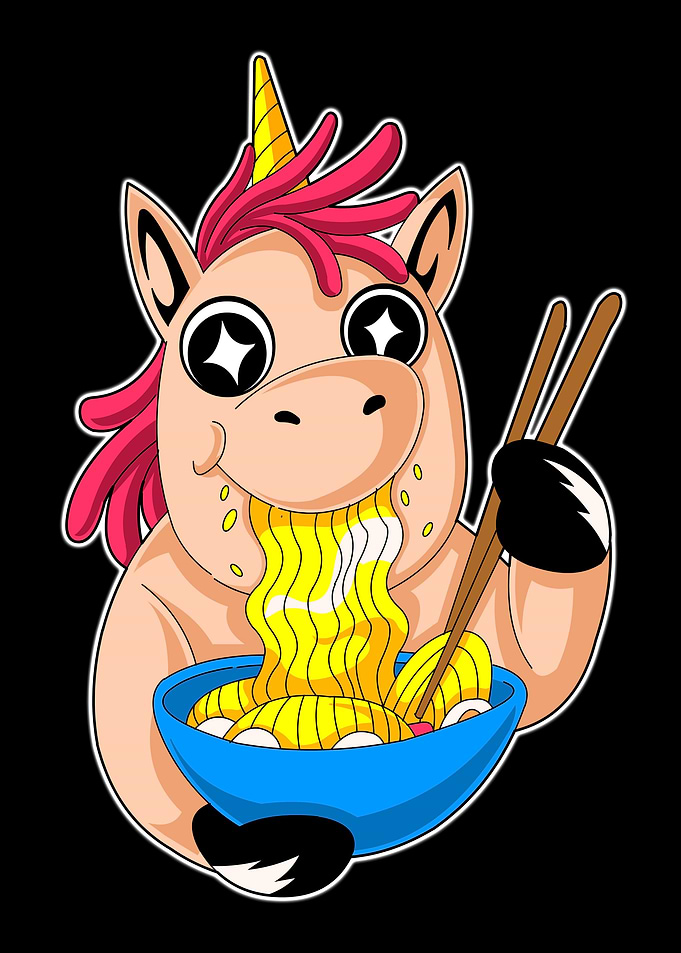 unicorn eating ramen