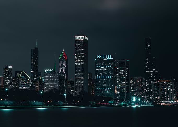 Chicago skyline at night